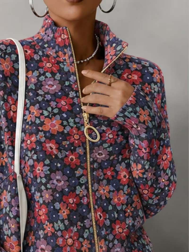 EVADNE | DITSY FLORAL ZIP CARDIGAN