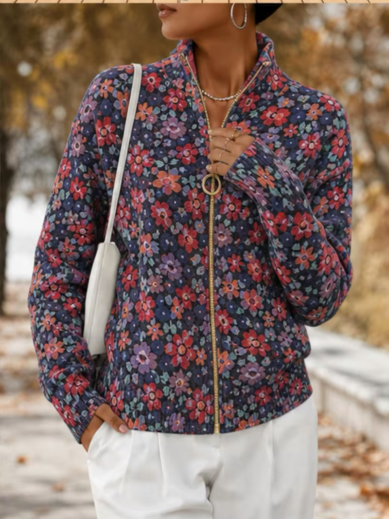 EVADNE | DITSY FLORAL ZIP CARDIGAN
