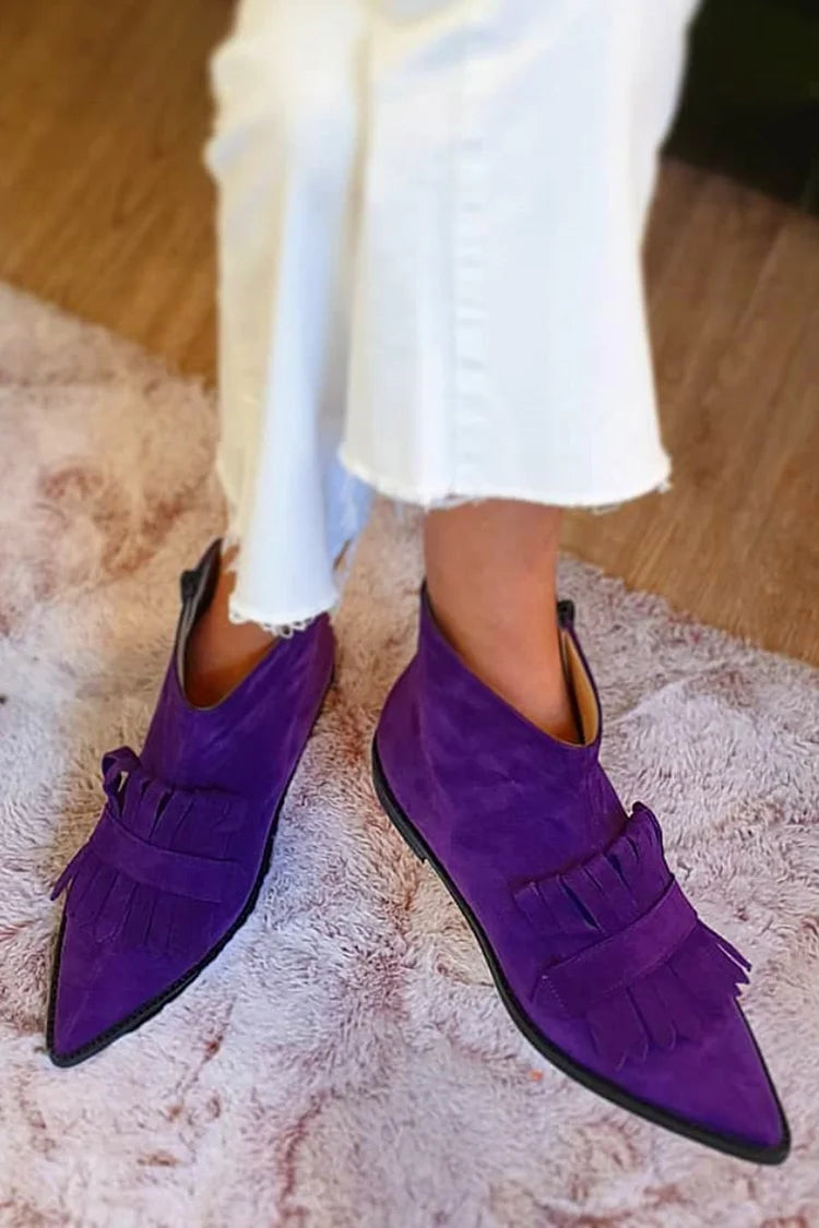 RUTH | FRINGE POINTED ANKLE BOOTS