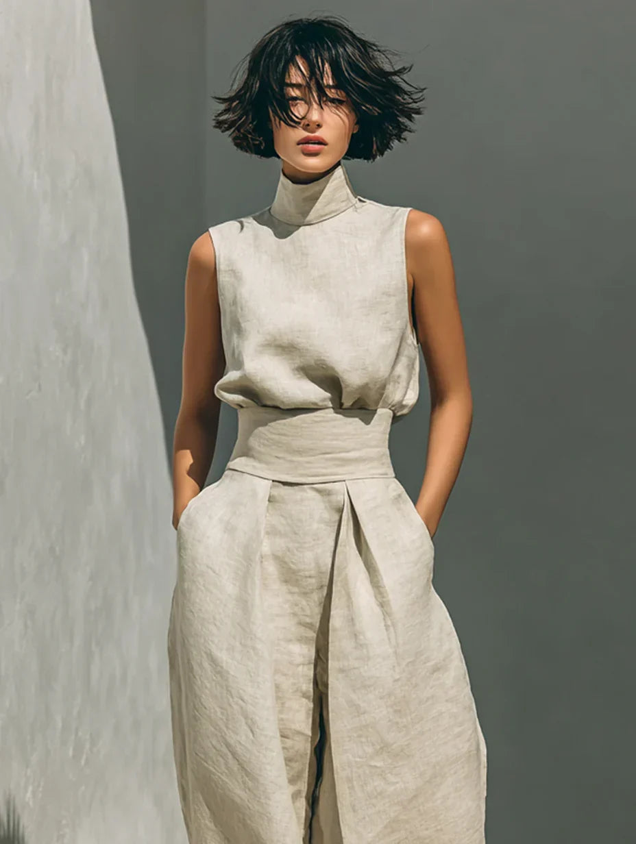 FLOR | SLEEVELESS BLOUSE AND TROUSER SET