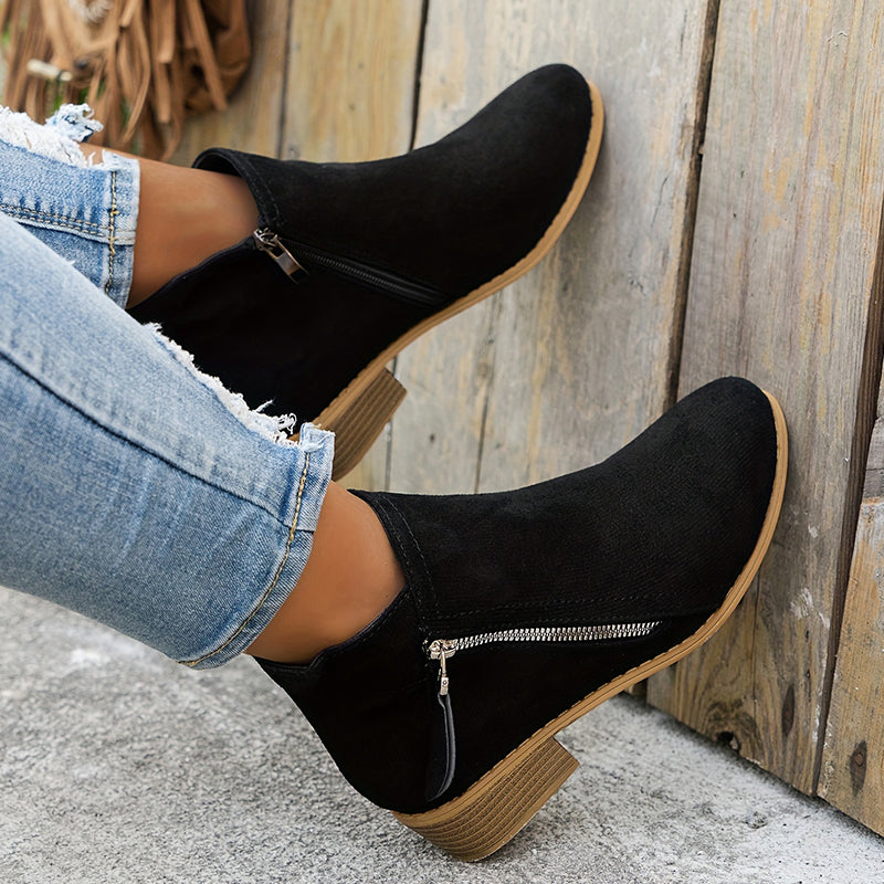 ELLA | SIDE ZIP ANKLE BOOTS