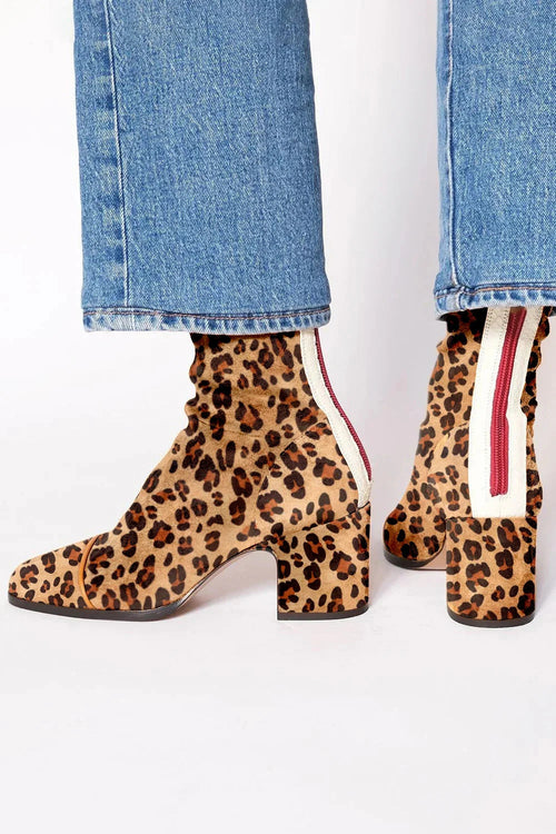 QUINN | LEOPARD ZIP ANKLE BOOTS