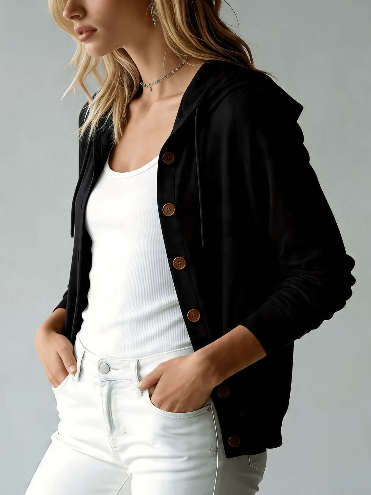 EDITH | BLACK HOODED CARDIGAN