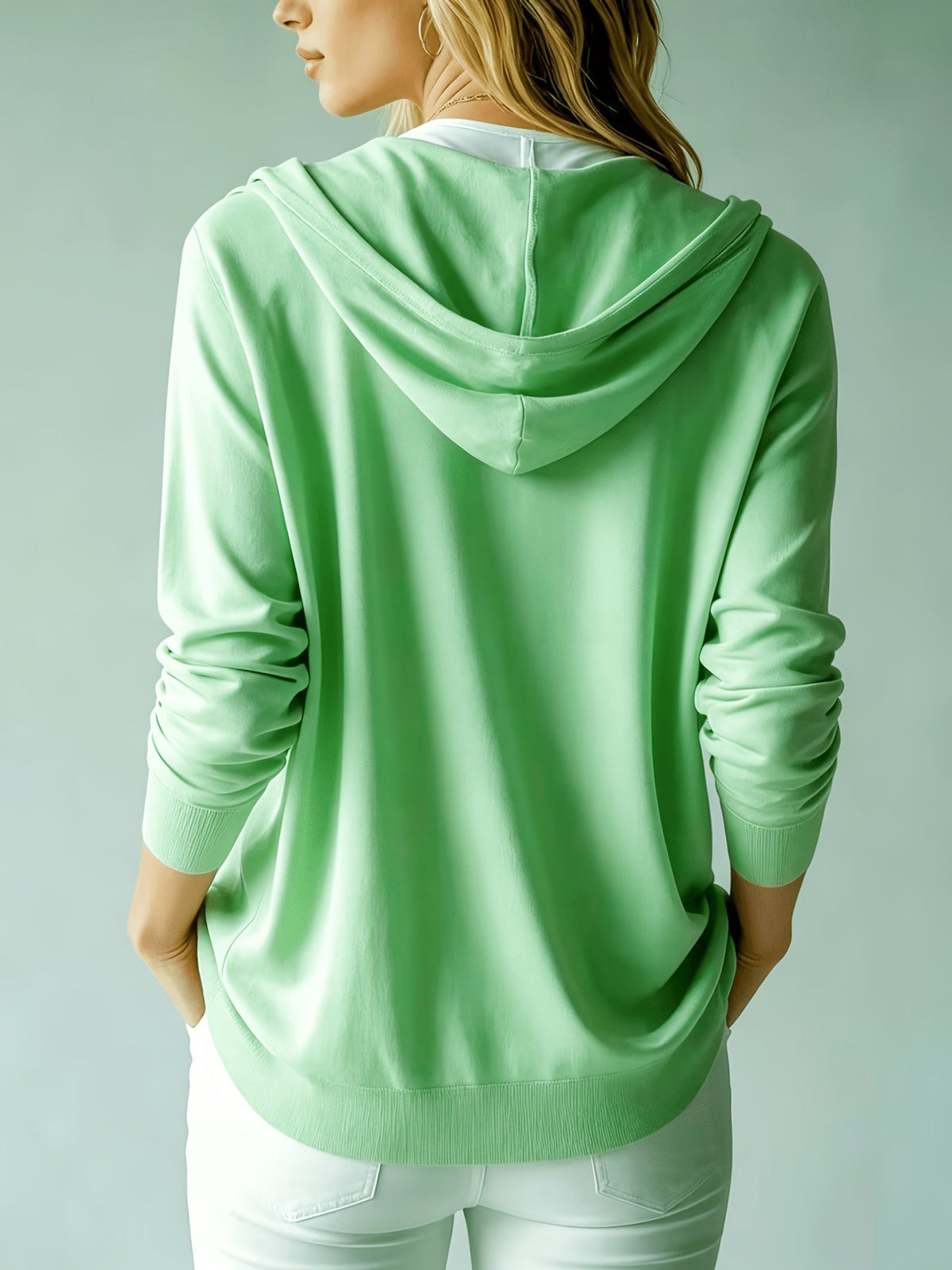 AGNES | LIGHT GREEN HOODED CARDIGAN