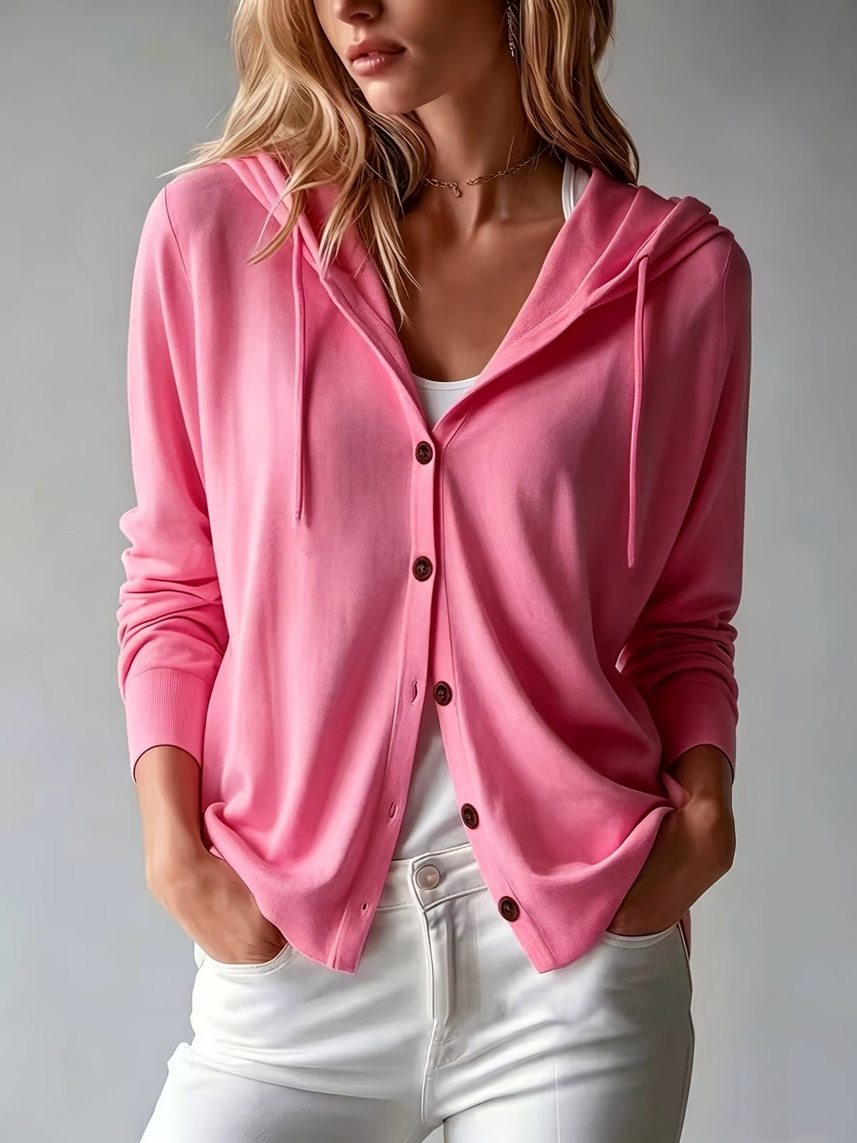 JOSEPHINE | PINK HOODED CARDIGAN
