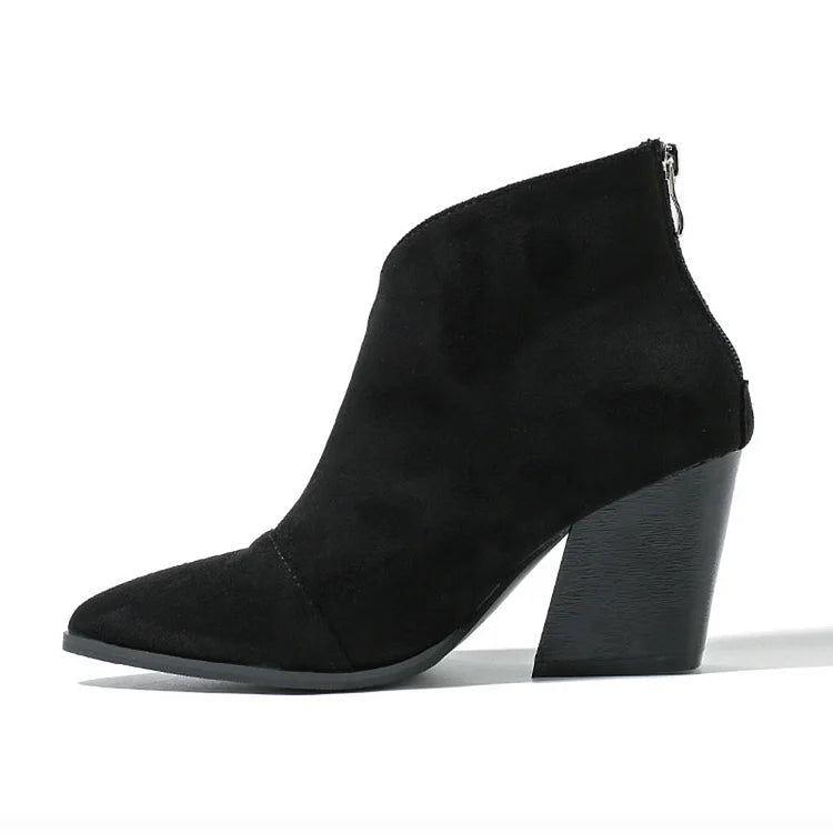 RACHEL | V CUT POINTED ANKLE BOOTS