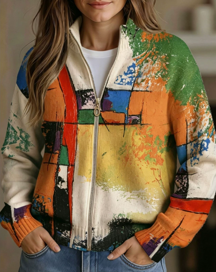 SERAPHINE | PAINTED CANVAS ZIP CARDIGAN