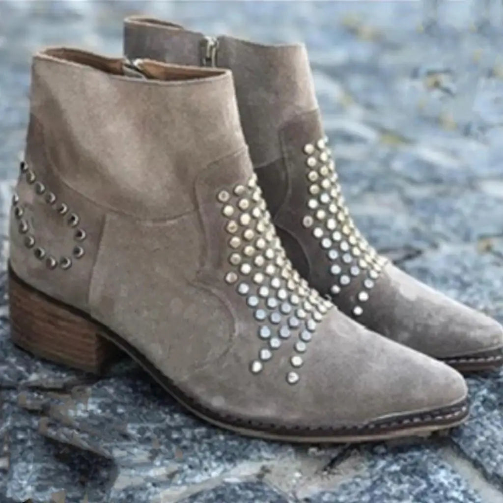 SIMONE | STUDDED WESTERN ANKLE BOOTS
