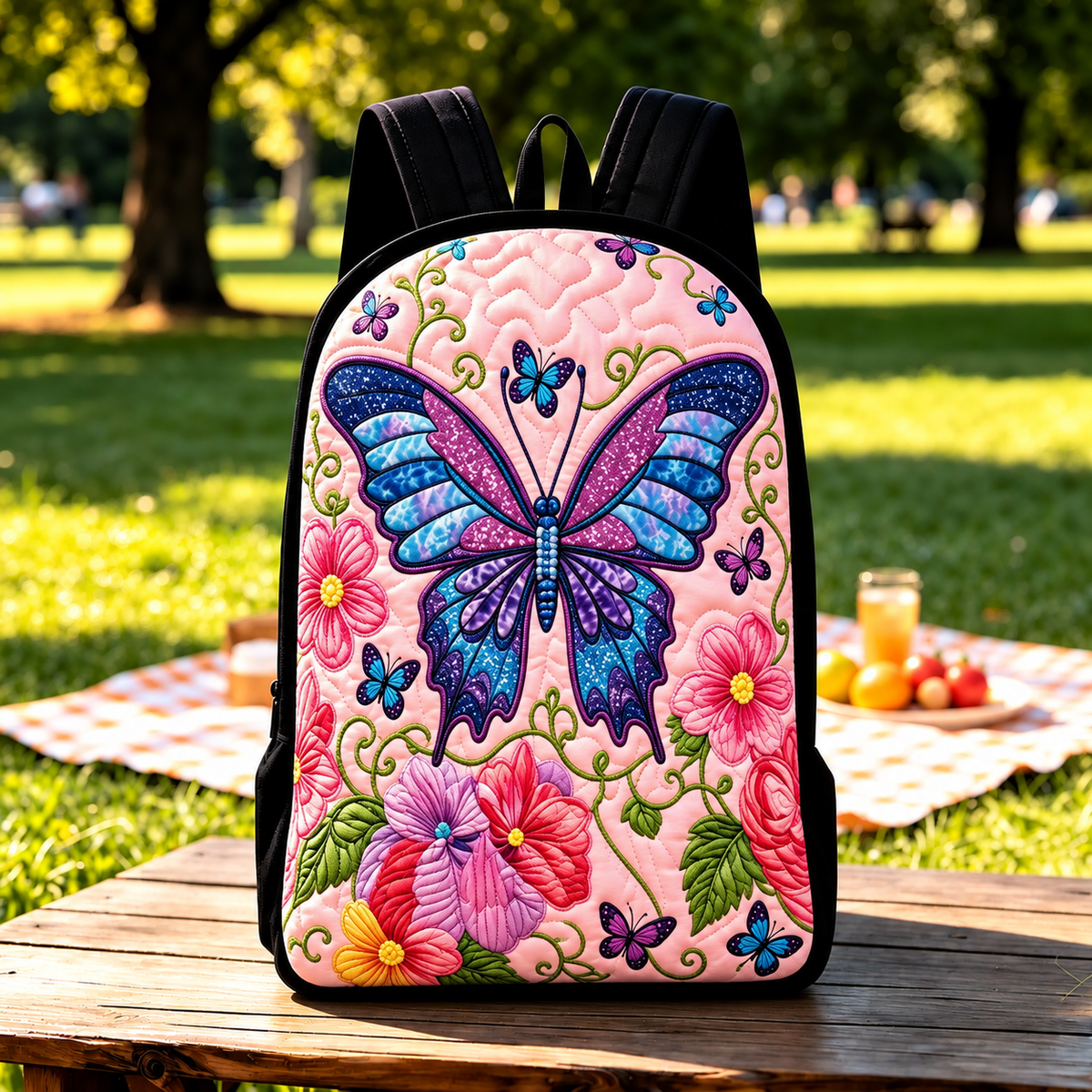 SERAPHINA | PASTEL PINK BUTTERFLY & FLORAL PRINTED BACKPACK