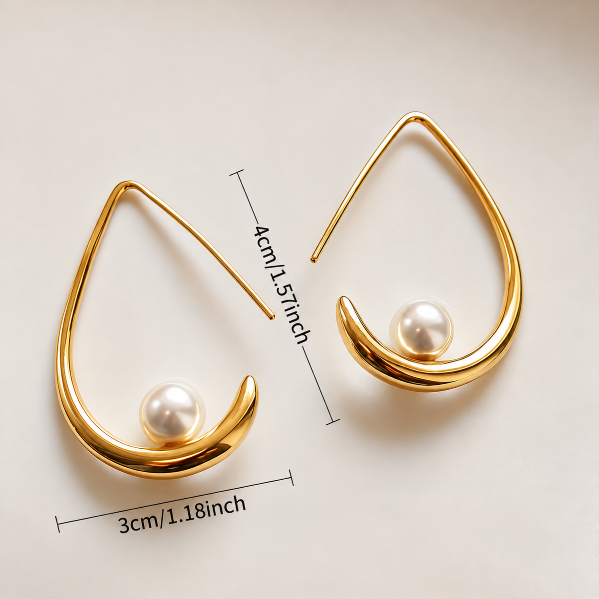 SELENA | CRESCENT PEARL HOOP EARRINGS