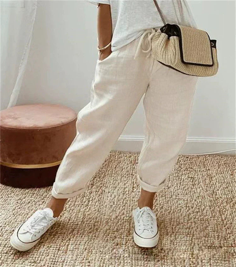 HEIDI | CREAM STRAIGHT-LEG TROUSERS