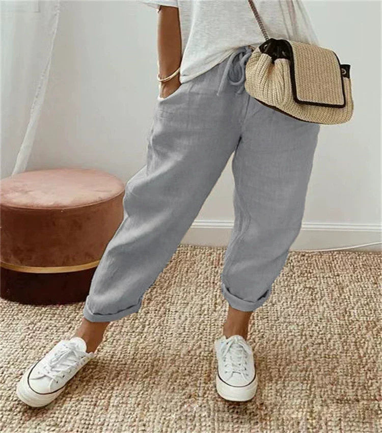 TILLY | LIGHT GREY STRAIGHT-LEG TROUSERS