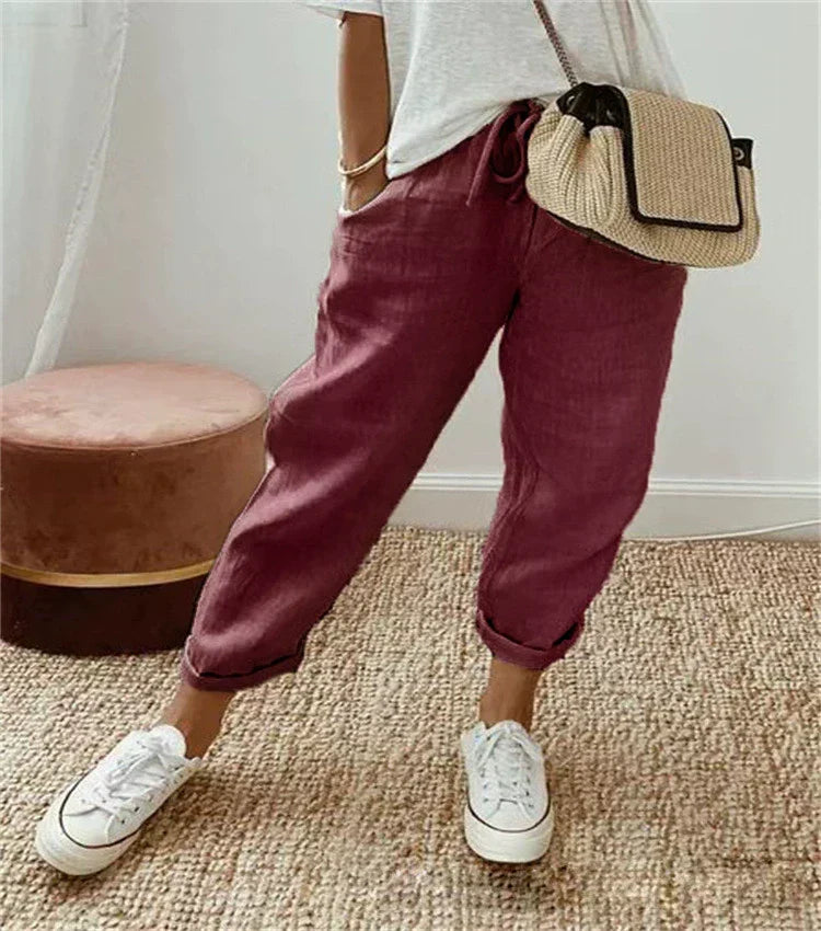 NICOLE | BURGUNDY STRAIGHT-LEG TROUSERS