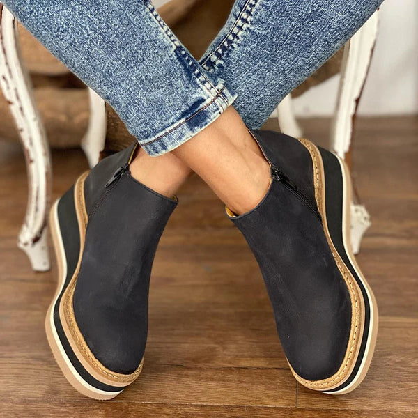 HANNAH | WEDGE ANKLE BOOTS WITH SIDE ZIP
