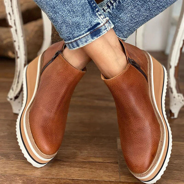 HANNAH | WEDGE ANKLE BOOTS WITH SIDE ZIP