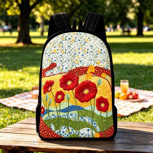 SCARLETT | RED POPPY MEADOW PRINTED BACKPACK