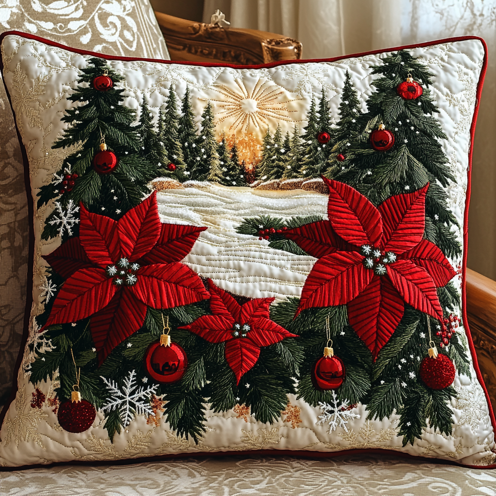 POINSETTIAHAVEN | CHRISTMAS FLORAL PRINTED CUSHION COVER
