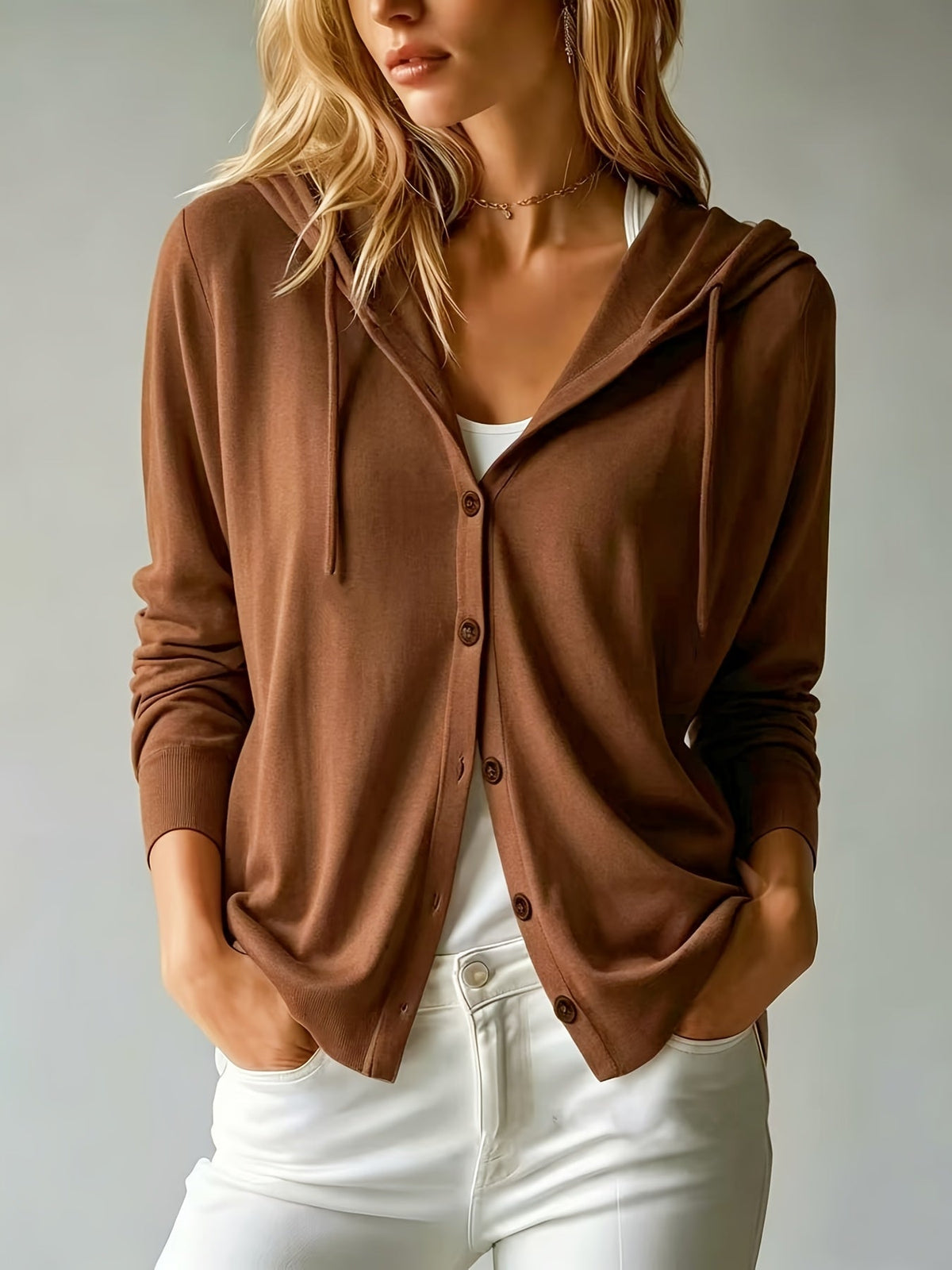 NORA | BROWN HOODED CARDIGAN