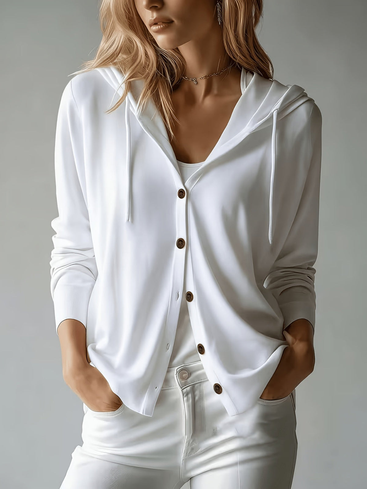 MARGARET | WHITE HOODED CARDIGAN