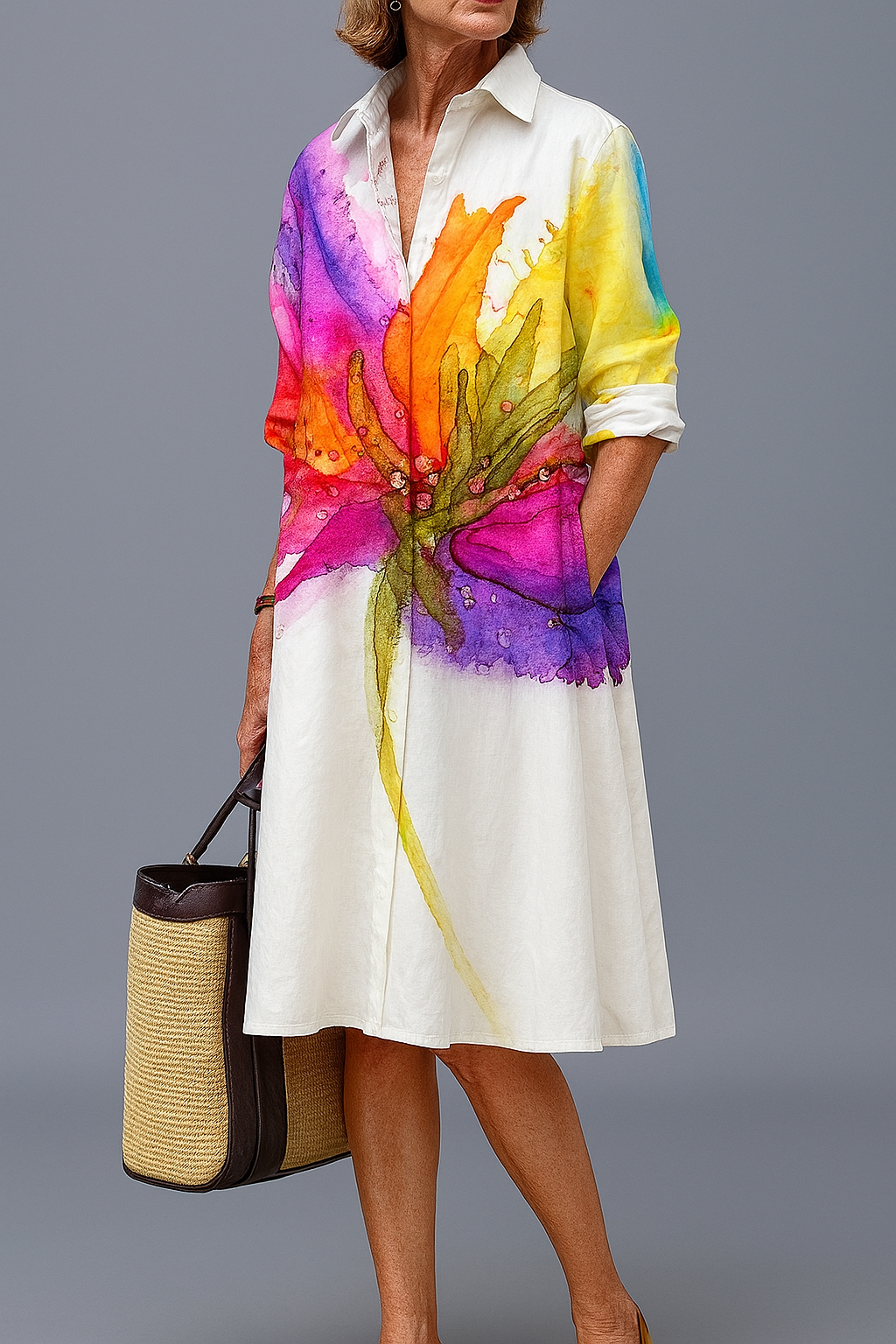 LYDIA | WATERCOLOUR FLOWER SHIRT DRESS