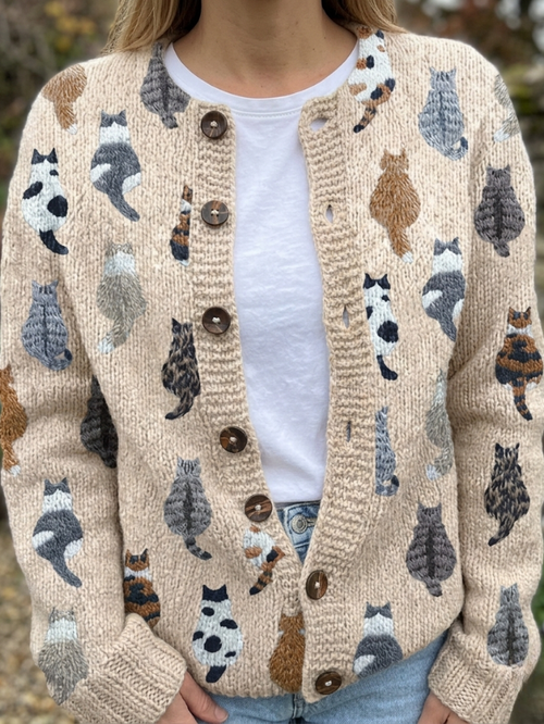 CLEMENTINE | COSY CAT PRINT CARDIGAN