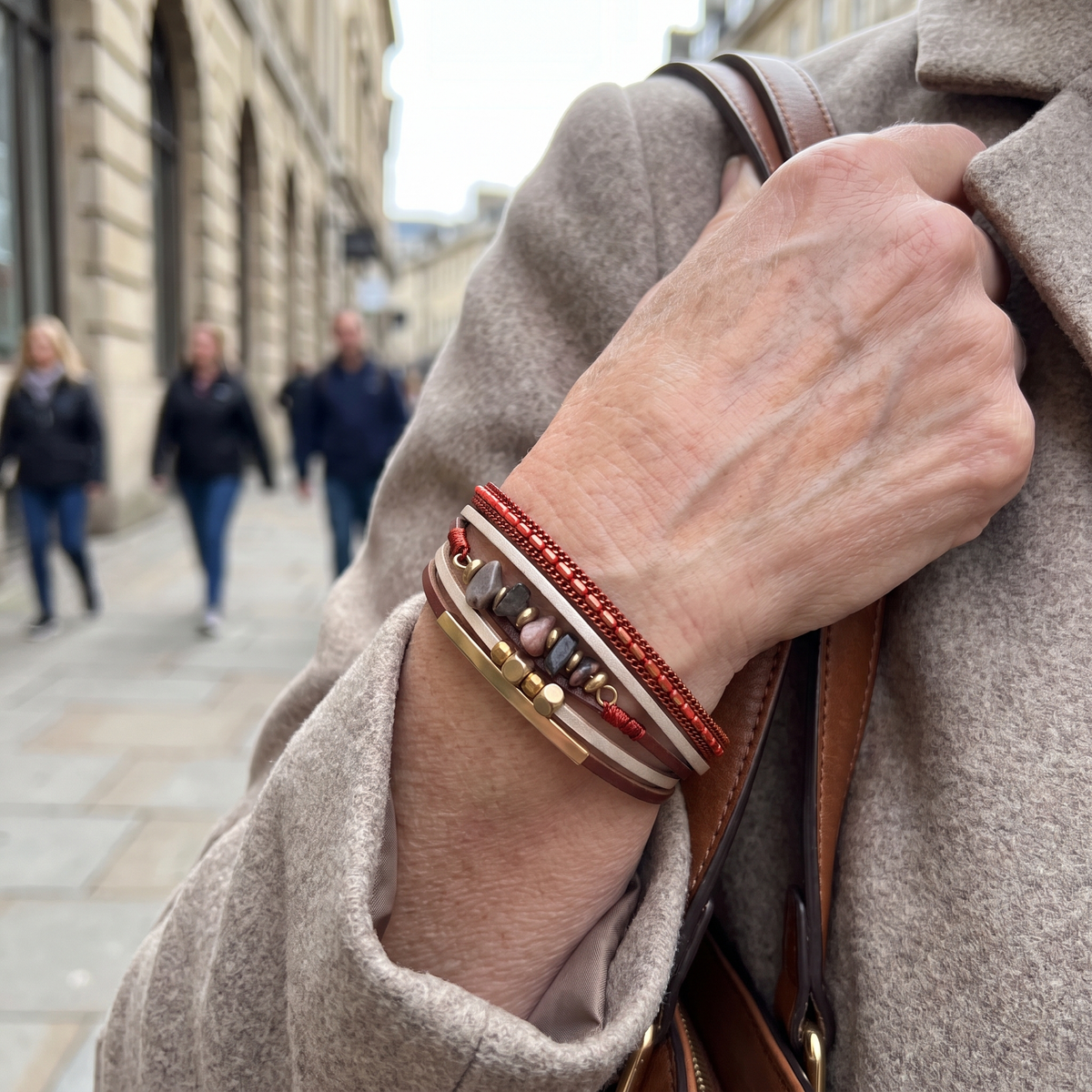IRIS | RUST STONE CHIP LEATHER BRACELET