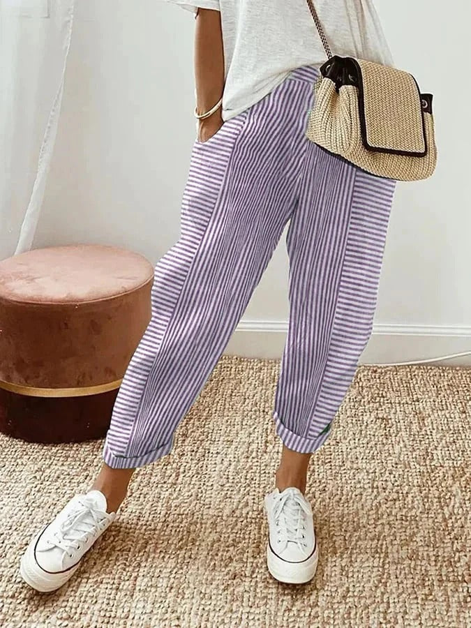 VICTORIA | STRIPED STRAIGHT-LEG TROUSERS