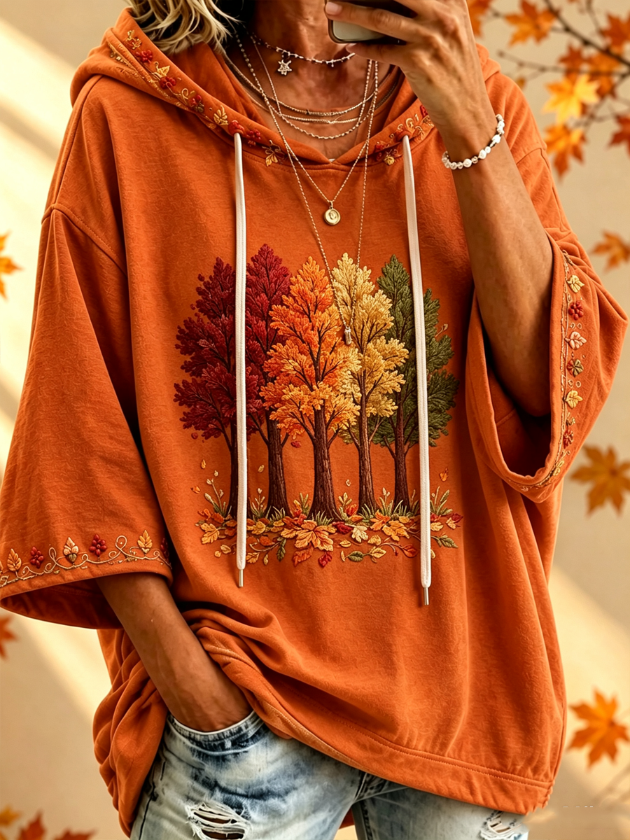 MARIA | AUTUMN-PRINT OVERSIZED HOODIE